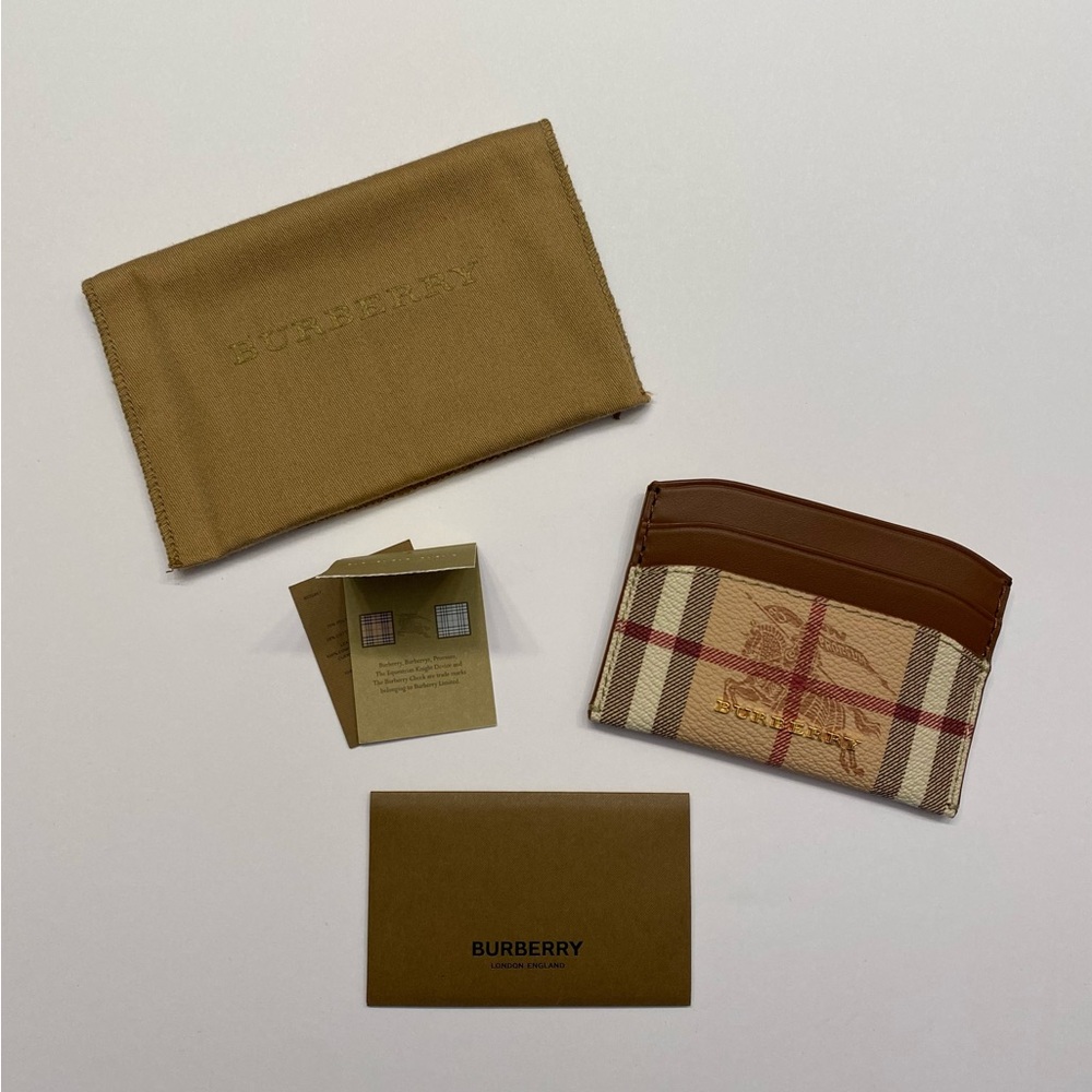 Burberry Haymarket Check E-canvas Leather Card Case Holder